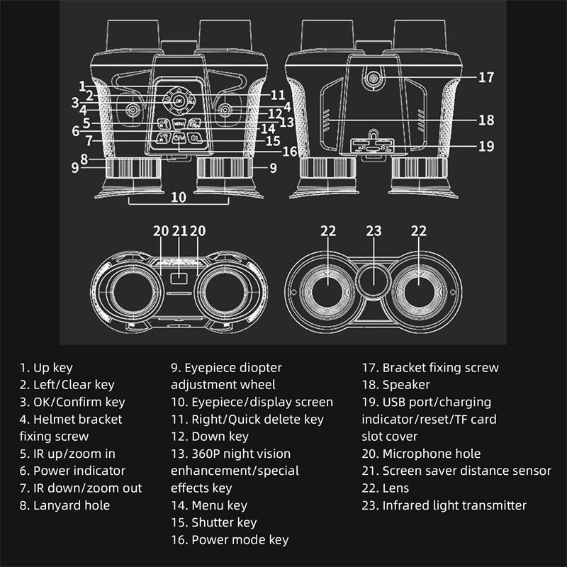 (image for) IPRee Head Mounted Night Vision Goggles 3D VR Digital Infrared Night Vision Binoculars 8064x3024 Photo & 3840x1080 Video Resolutions 150m Night Vision